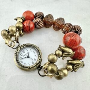 Geneva Women’s Bird and Red Stones Bracelet Watch, Working, New Battery